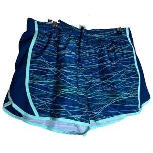 Athletic Works Women’s Running Shorts Size L 12-14 Blue Green Lined Activewear
